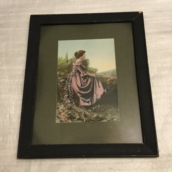 Antique 1901 framed print of a beautiful lady by McLaughlin Bros. - Picture 1 of 8